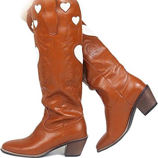 Fashion Love Heart Chunky Heel - Women'S Fashion Knee High Boots recension och pris