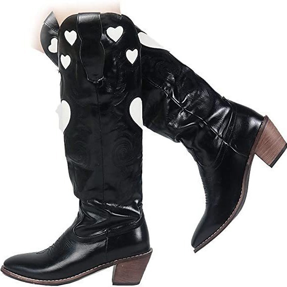 Fashion Love Heart Chunky Heel - Women'S Fashion Knee High Boots recension och pris