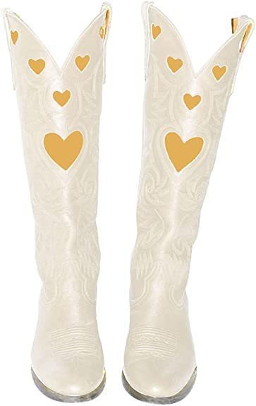 Fashion Love Heart Chunky Heel - Women'S Fashion Knee High Boots recension och pris