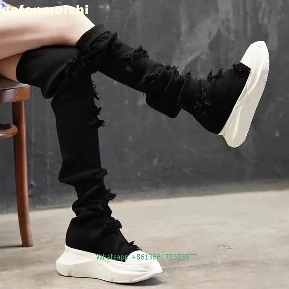 Women's Black Denim Over-The-K - Women'S Fashion Knee High Boots recension och pris