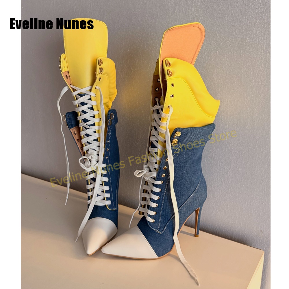 Y2K Retro Women Denim Fashion  - Women'S Fashion Knee High Boots recension och pris