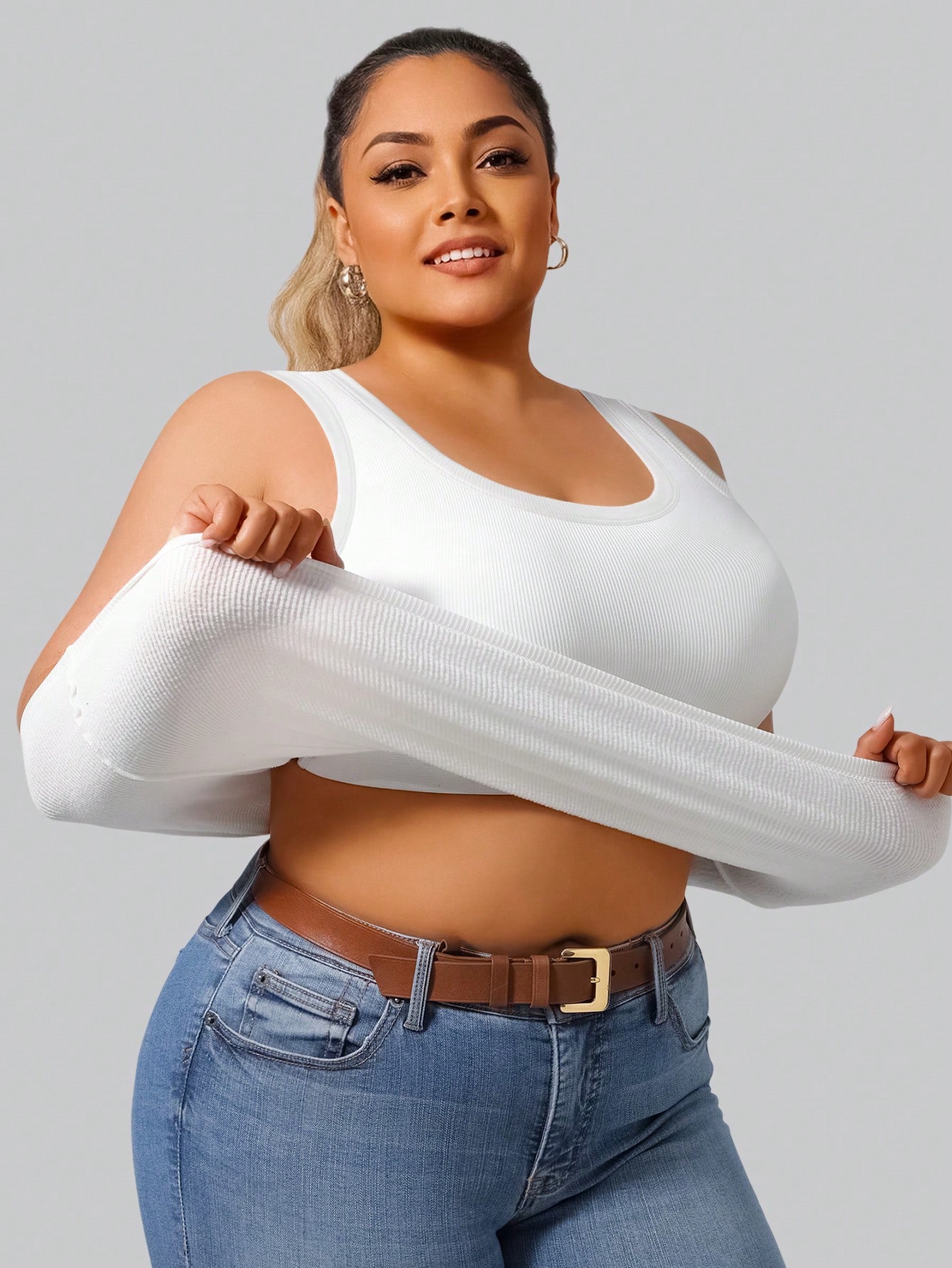 Plus Size Women's Solid Ribbed - Lace Trim Cami recension och pris